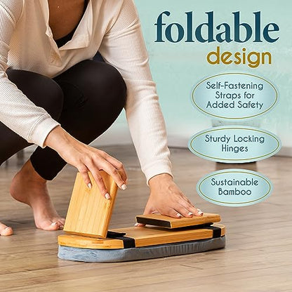 Florensi Folding Bamboo Meditation Chair 18 x 7 x 6 in Grey Kneeling Bench - color: Grey