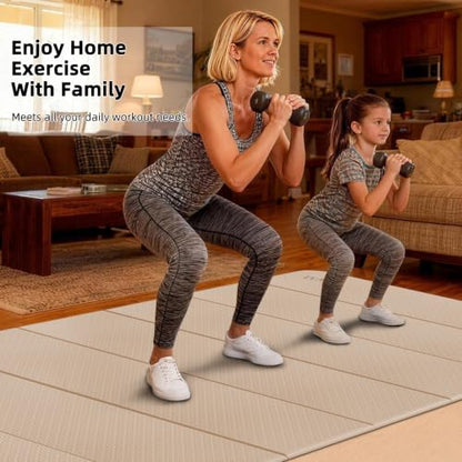 Foldable Yoga Mat 74"x47.2"x 0.4" – Large Yoga Mat - color: Beige+Black