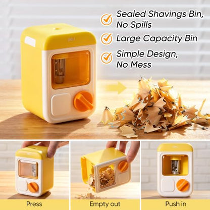 deli Electric Sharpener, Battery Powered, 3 Sizes for 6.5–8mm Pencil - color: Yellow
