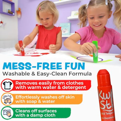 Kwik Stix Tempera Paint Sticks, 96 Count Class Pack in Rainbow Colors, Paint Sticks for Kids, Washable, Quick-Dry, Non-Toxic, Allergen-Free