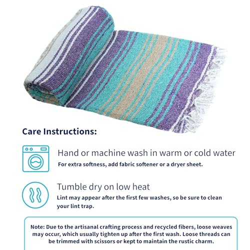 La Montana Bulk Falsa Mexican Blanket, 4 Pack, Light Purple/Mint/Tan/White - color: Light Purple/Mint/Tan/White