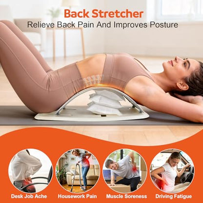 Inflatable Back Stretcher for Lower Back Pain Relief, Adjustable Airbag Lumbar Traction Device,Spine Decompression Support Board with Acupressure Massage&Chair Strap,Posture Corrector for Home Office