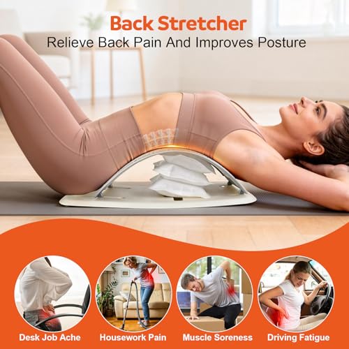Inflatable Back Stretcher for Lower Back Pain Relief, Adjustable Airbag Lumbar Traction Device,Spine Decompression Support Board with Acupressure Massage&Chair Strap,Posture Corrector for Home Office