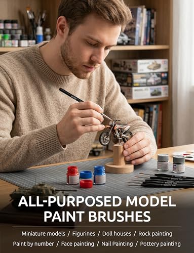 DUGATO Fine Detail Brush Set, 15-Piece Miniature Brushes with Case Holder | Detailing Paint Brush Set, Ergonomic Triangular Handles & Travel Case for Acrylic, Watercolor, Oil, Models & Warhammer - color: 15pcs Fine Paint Brush Set - Black
