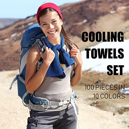 BBTO 100 Pack Cooling Towel Bulk - color: Multicolor, size: 32 x 12 Inch