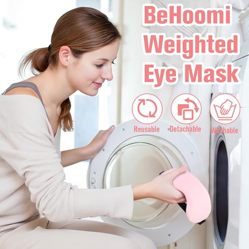 BeHoomi Cooling & Heated Eye Mask, Weighted Eye Mask for Sleeping, Pink - color: Pink
