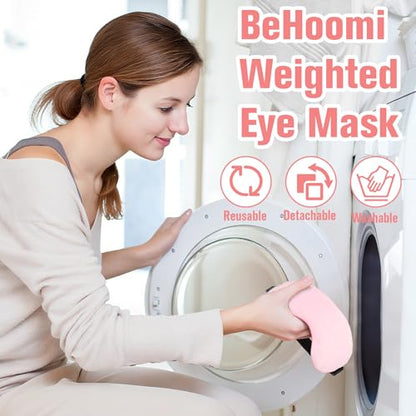 BeHoomi Cooling & Heated Eye Mask, Weighted Eye Mask for Sleeping, Pink - color: Pink