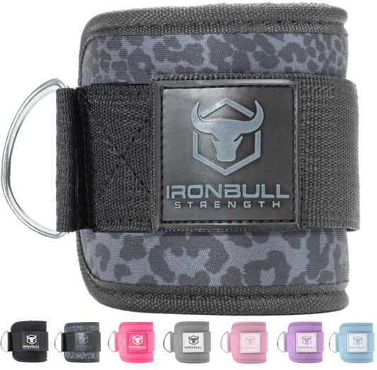 Women's Ankle Strap for Cable Machines & Resistance Bands: Gym & Home Workout Cuff Attachment for Leg Extensions, Kickbacks, Hip Abductors - Booty Exercises - color: Black Leopard