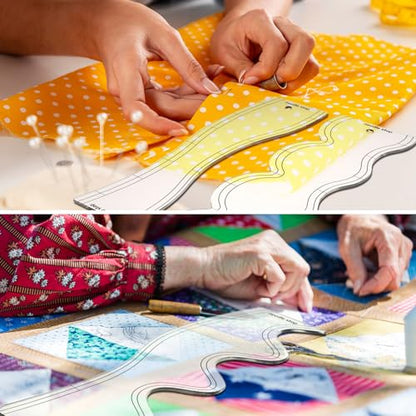 Sinload 5 Pcs Quilting Ruler and Templates 10.24 Inches Waves Ruler Acrylic Quilting Templates for Machine Quilting Free Motion Quilting Stencils Wavelengths Sewing Rulers for Patchwork Splicing