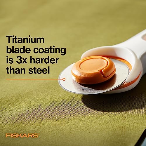 Fiskars 60mm Titanium Rotary Cutter Blade Replacements for Fabric, 2-Pack | For Thick Fabric, Premium Steel w/ Titanium Coating for Durability, Precision Cutting for Crafts, Sewing & Quilting Projects - size: 60mm, style: 2 Pack - Titanium