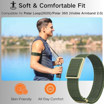 Bicep Bands Compatible for Polar Loop (2025) / Visible Armband 2.0 Straps - color: Green