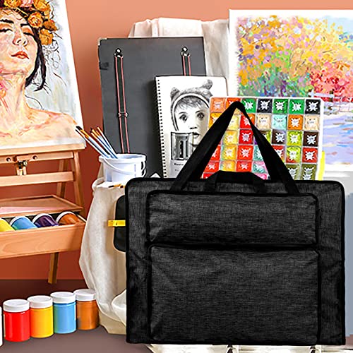 Students' Water-Resistant Portfolio Tote for Art Supplies - 8K Drawing Board Carry Shoulder Bag - Durable Portfolio Case - color: #3，Black