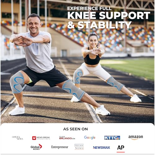 Modvel Compression Knee Brace for Women & Men - 2 Pack Knee Brace for Women Running Knee Pain, Knee Support Compression Sleeve, Workout Sports Knee Braces for Meniscus Tear ACL & Arthritis Pain Relief - color: GREY BLUE, size: Small