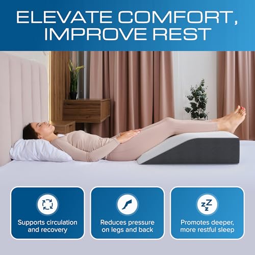 Kolbs Leg Elevation Pillow for After Surgery | Flat Top Bed Wedge Bolster Pillow for Legs | Foot, Knee, Ankle Elevation Post Surgery (Flat Top 7" Height) - size: Flat Top 7" Height - Grey