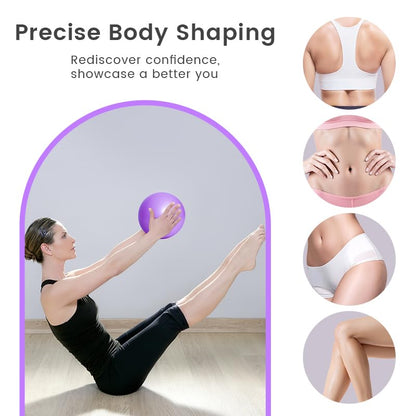 Home Pilates Essentials Kit for Women, with 5 Resistance Bands - Magic Circle Pilates Kit for Home Toning, Includes Yoga Ball, Stretch Strap & Gym Bag (13-Piece Complete Starter Set) - color: Purple