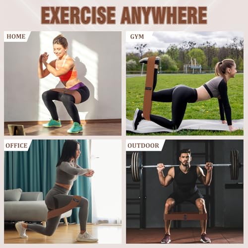 12 Pcs Fabric Resistance Bands for Working Out Non-Slip Booty Exercise Loop Bands for Women Men Glutes Hip Thigh Butt Yoga Pilates Fitness Gym, Light Medium Heavy - color: Dark Brown, style: Heavy Resistance