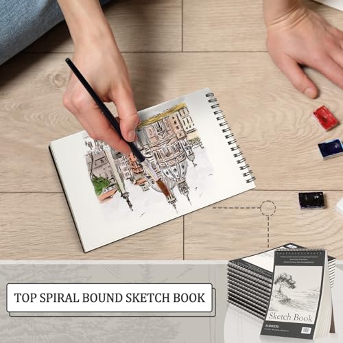 Jexine 20 Pcs Sketch Book Bulk 5.5"x8.5" Top Spiral Bound,Tree | 30 Sheet Each 100gsm Drawing Paper, Sketch Pads for Painting, Artist Sketchbooks Bulk, Art Paper for Students - style: Tree