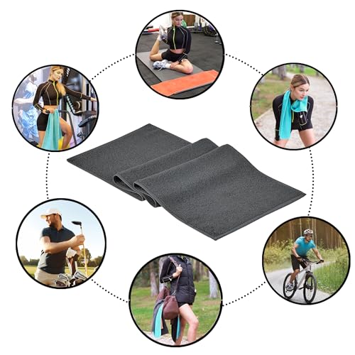 NUKURA 12’’ x 40’’ 100% Cotton Sweat Towel for Gym, Extra Soft & Durable, Ideal for Running, Walking, Yoga, Pickleball, Padel, Grey Neck Towels, 450 GSM - color: Dark Grey