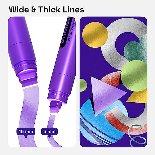 ARTISTRO 8 Metallic Poster Markers - Jumbo Markers Set with 15mm Wide Jumbo Tip for Murals, Posters, Tagging, Rock, Wood, Plastic, Leather, Metal, Fabric, Ceramic - style: Metallic