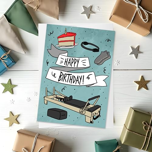 Pilates Birthday Card, Pilates Reformer Card, Pilates Gift, Gym Pilates Yoga Fitness | Pilates Inspiration and Poses - style: Pilates2