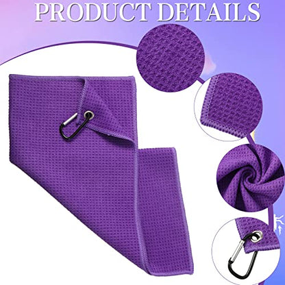 Remagr 4 Pack Golf Towel Microfiber - color: Red, Orange, Yellow, Purple
