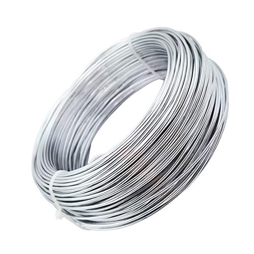 INSPIRELLE 15 Gauge Silver Aluminum Craft Wire Bendable Metal Wire | 164 Feet for Jewelry Craft Making - color: Silver, size: 15 Gauge (1.5mm)