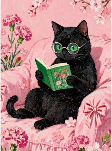 Black Cat Diamond Art Kits for Adults Diamond Painting Kit for Beginner | Bathroom Animal 5D Funny DIY Diamond Dots Full Drill Crafts for Gem Art Dot Art for Adults Home Wall Decor for Teens 12x16 in - color: DP03742