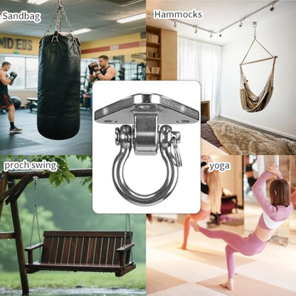 Stainless Steel Heavy Duty Swing Hanger with Smooth Swing Bearings 180° Ceiling Mount 1500 LB Capacity Swing Hardware for Swing Seat, Yoga, Heavy Bag, Porch Swing, Hanging Chair - size: 3 Holes-180°
