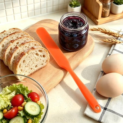9 Pcs Silicone Jar Spatulas, Narrow Heat-Resistant Reusable Scraper, orange | Long Handle Kitchen Spatulas, Cake Cream Spatulas Set, Non-Stick Heat Resistant for Jam, Paint, Sourdough, Waxing, Resin - color: Orange