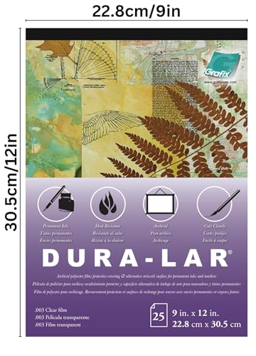 Grafix Dura-Lar Film, .003 in, Ultra Clear Glossy, 9 x 12 in, Pad - size: 9"x12"x0.003", style: Clear, Pad of 25 Sheets