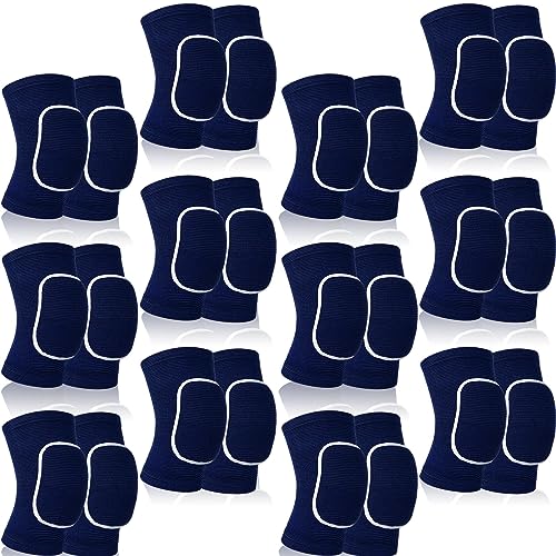 Lenwen 12 Pairs Volleyball Knee Pads Soft Breathable, Medium, Blue, White - color: Blue, White, size: Medium