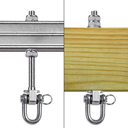 SELEWARE Set of 2 Heavy Duty Swing Hanger 1800LB Capacity, M10 x 9.3" Swing Bolts, Stainless Steel Swing Hooks for Wood and Steel Beam Yoga Hammock Chair Punching Bag Porch Swing Sets Seat - color: D (9 Inch, 2 Pack Silver)
