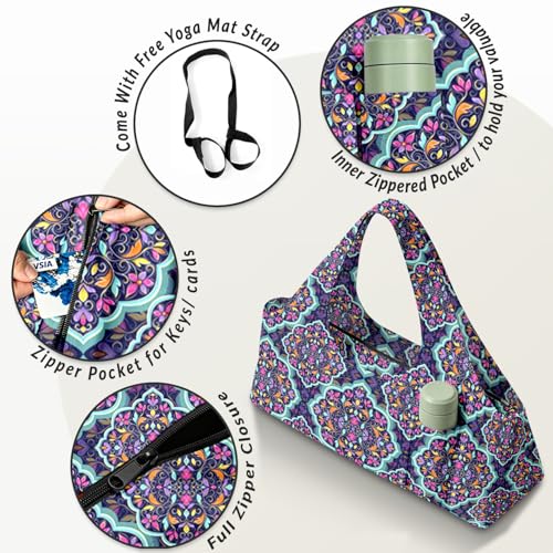 Yoga Mat Bag for Women Men Large Yoga Bag Travel - color: Purple