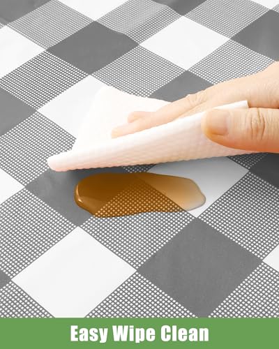 Smiry 8 Packs Gingham Disposable Table Cloth, 54 x 108 Inch Waterproof Plastic Tablecloth, Rectangle Grey and White Checkered Table Covers for Party, Birthday, Picnic, Banquet - color: Grey and White, size: 54"x108" (Pack of 8)