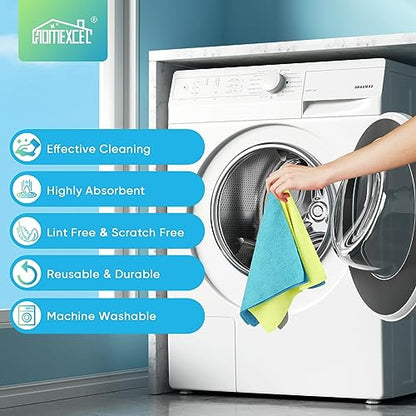 HOMEXCEL Microfiber Cleaning Cloth 20 PK, Towels for Cars, Multicolor - color: Multicolor