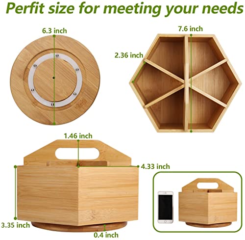 Marbrasse Bamboo Art Supply Organizer, Rotating Pencil Pen Holder, Office Supplies Desktop Storage Caddy, Like Colored Pencils, Pen, Markers, Paint Brushes