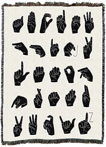 Pure Country Weavers Sign Language Alphabet Blanket by Emma Scarvey - Gift Tapestry Throw Woven from Cotton - Made in The USA (72x54) - color: Sign Language