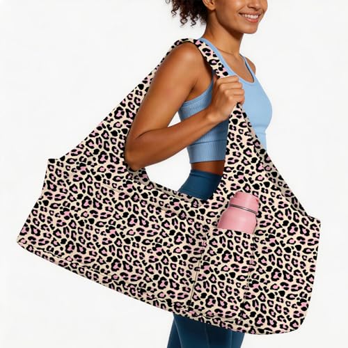 Yoga Mat Bag for Women Men Large Yoga Bag Travel - color: Leopard Print