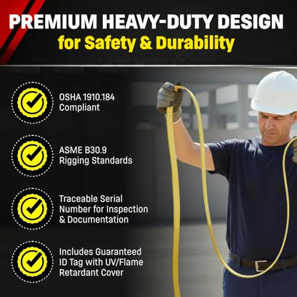 DD Sling 1 Inch x 14 Foot Nylon Lifting Sling – USA Made, 3,200 lb Vertical, 2,600 lb Choker, 6,400 lb Basket – 2-Ply Heavy Duty 900 Webbing, Type 4 Twisted Eye & Eye Rigging Sling - size: 1 in x 14 ft