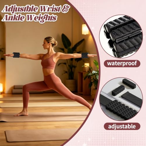 19 PCS Pilates Kit, Sand White/ Red Brown Pilates Sets with Yoga Block - color: red brown
