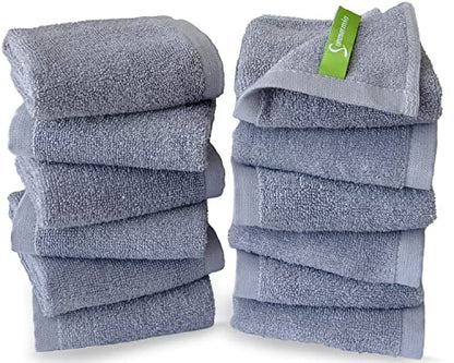 12 Pack Washcloths 13" x 13" - Soft Wash Cloths for Your Face Towel, Viscose derived from Bamboo & Cotton Blend Wash Cloths for Your Body (Gray) - color: Gray