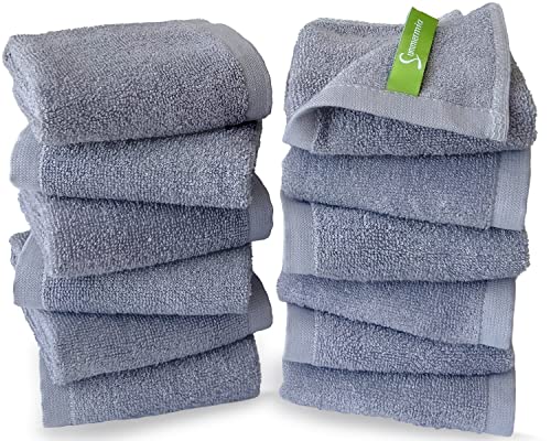 12 Pack Washcloths 13" x 13" - Soft Wash Cloths for Your Face Towel, Viscose derived from Bamboo & Cotton Blend Wash Cloths for Your Body (Gray) - color: Gray
