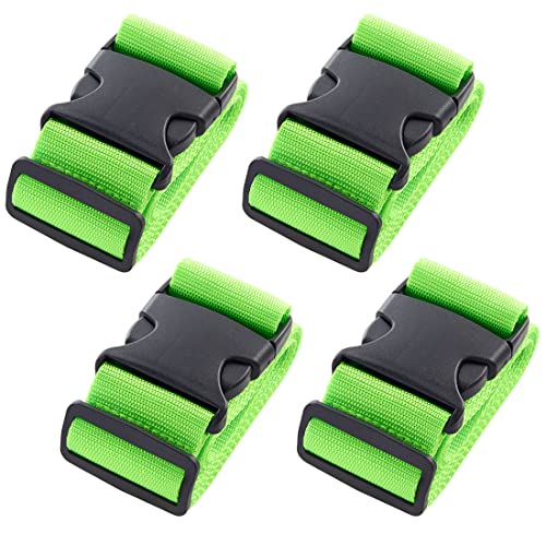 4pcs 74″×2″Luggage Straps for Suitcases,Adjustable Suitcase Straps and Heavy Duty Strap Buckle Packing Straps Travel Accessories Fluorescent Green - color: Fluorescent Green 4PCS