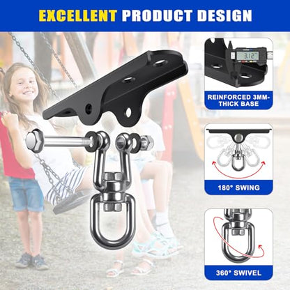Dolibest Heavy Duty Swing Hanger,Ceiling Mount Swing Hook,One-Piece Design Base, Swing Set Hardware for Punching Bag, Boxing, Hammock Chair, Yoga Swing, Porch Swing (360° +180° Rotation) - color: D: 360°+180° Swing Hanger With Carabiner