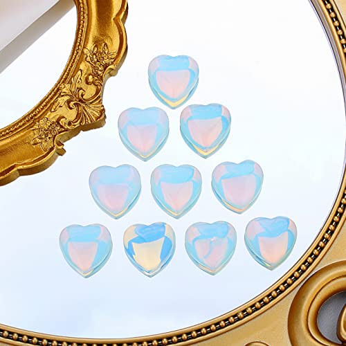 QINJIEJIE Opalite Heart Crystals Moonstone Healing Gemstone Worry Stone Set - color: White Opalite, size: 10 PCS