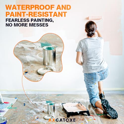 Axgatoxe 12 x 9 Ft Plastic Drop Cloths for Painting (6-Pack) | Plastic Painter's Sheeting & Tarps for Painting Supplies, Waterproof & Dust-proof Furniture/Couch/Floor Protection Cover - size: 6-Pack