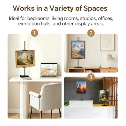 29" Adjustable Tabletop Easel Stand for Picture Frames, Metal Picture Frame Stand for Artwork Displays, Photos, Certificates & Signs up to 29 Inches (Black)