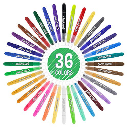 U.S. Art Supply Jumbo Twistable Crayons Set of 36 Colors | Silky Gel, Twistable Washable Crayons for Coloring Books, Arts & Crafts, Non Toxic Twist Up Easy Glide - Bright and Blendable