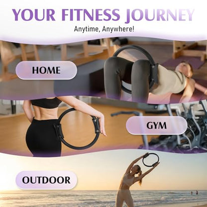 JKSHMYT Pilates Ring, 14.5 inch Magic Circle Pilates Equipment | 30 lb Resistance Home Pilates Ring, Durable Foam Padded Handles, Essentials Pilates Equipment for Beginners and Women - color: Black, size: Pilates Ring