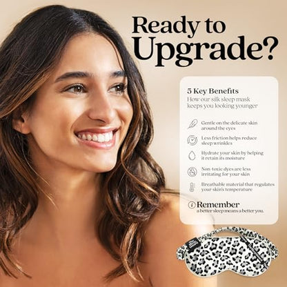 TheSleepGuard Pure Silk Sleep Mask [100% 6A Mulberry Silk, 22 Momme] Light Blocking Travel Essentials. Eye Masks for Sleeping. Black Oeko-Tex Blindfold. Eye Covers for Men & Women - color: Leopard Print